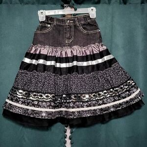 The Children's Place Black Tiered Denim Skirt- Girl's Size 8